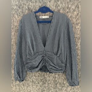 Zara Cropped Gingham top size XS